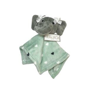 Lila & Jack Green Hearts Elephant Bows Lovey Baby Blanket Security 14x15' NEW!